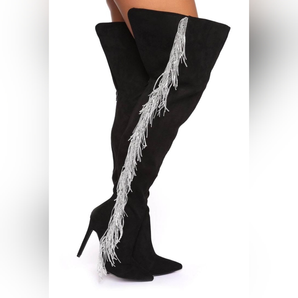 FRINGE DIAMOND OVER THE KNEE HIGH HEEL BOOT